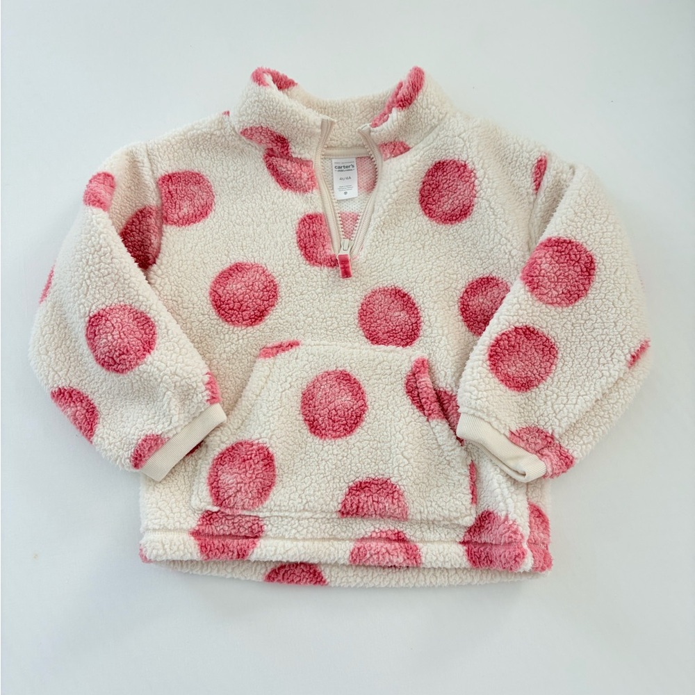 LIKE NEW Carter’s Fleece Sherpa Polka Dot Zip Jacket